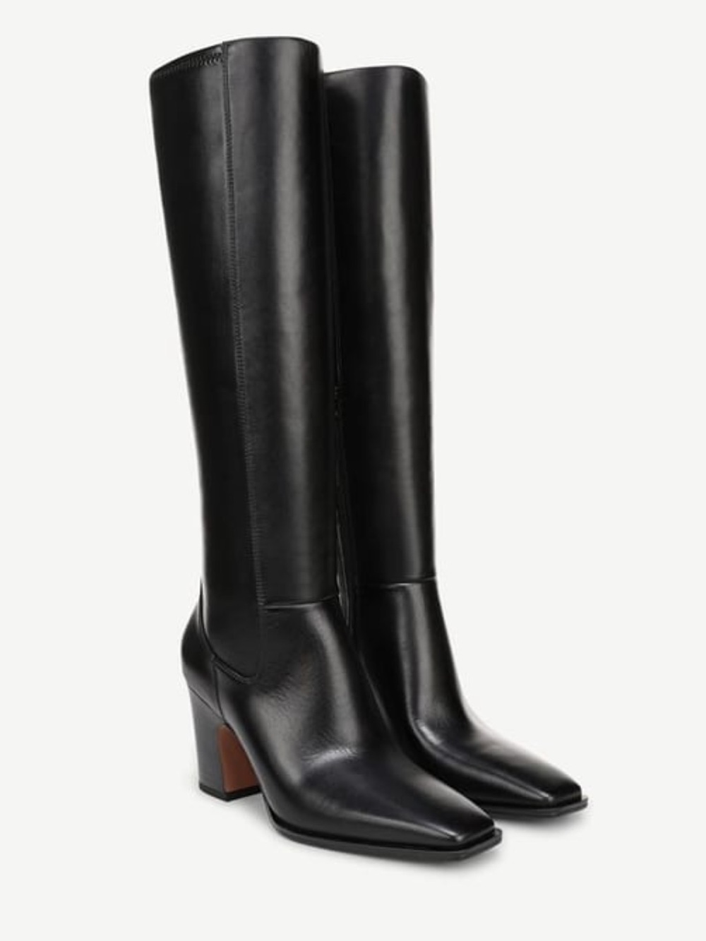 Franco Sarto Black Tall Leather Block-Heel Boots